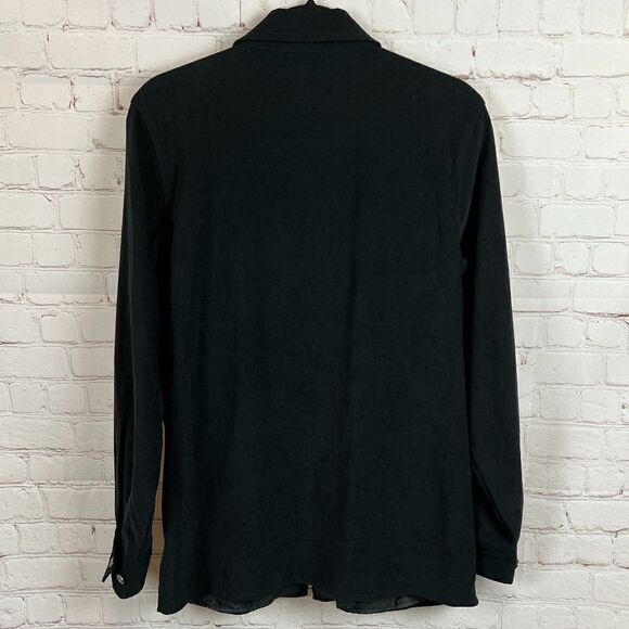 BOB MACKIE WEARABLE ART black embroidered full zip blouse top shirt size S - Picture 8 of 9